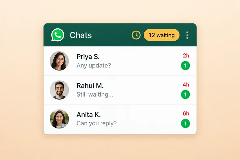 Unanswered WhatsApp messages waiting for hours